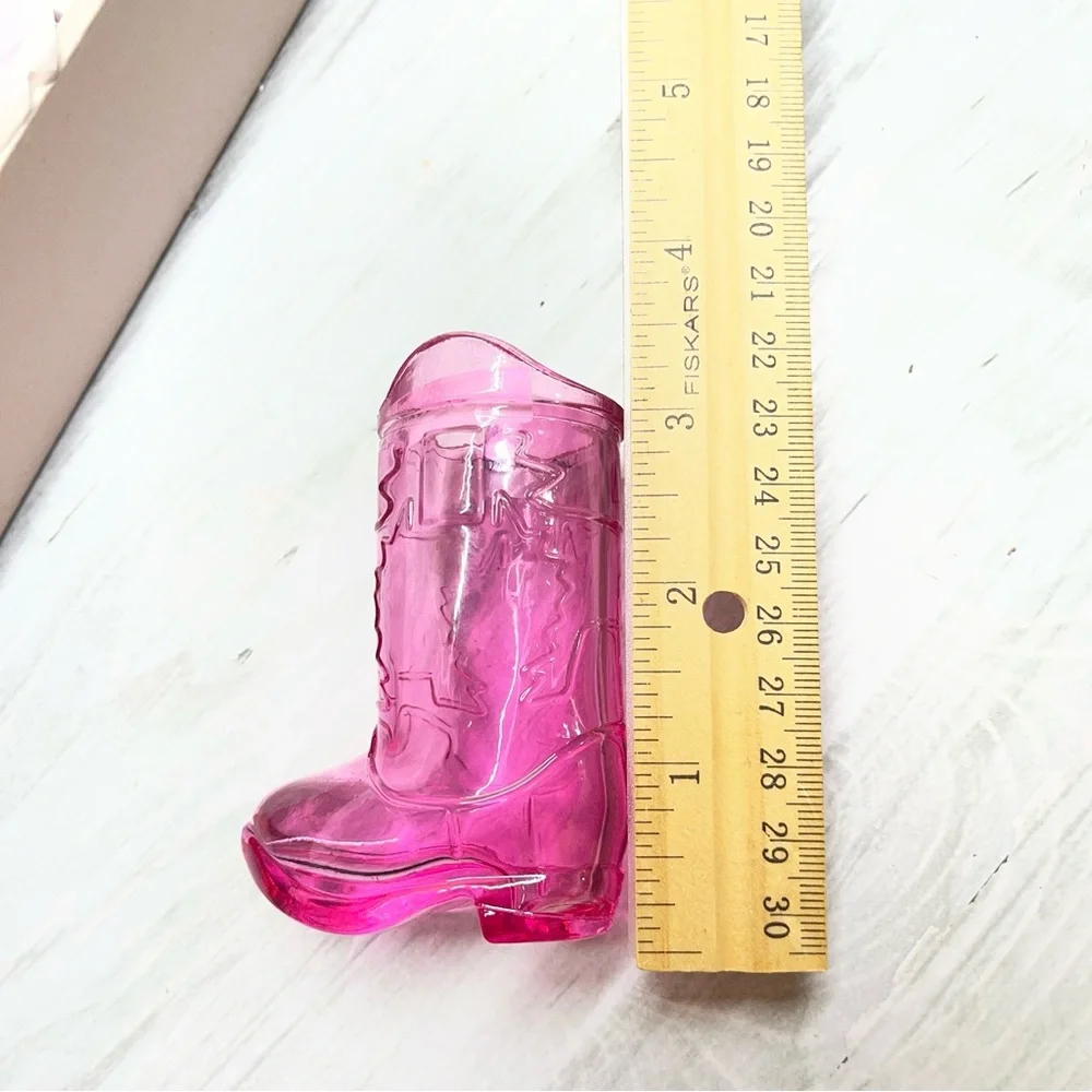 Godinger Pink Glass Western Cowgirl Boot Shot Glasses Set of 4 New